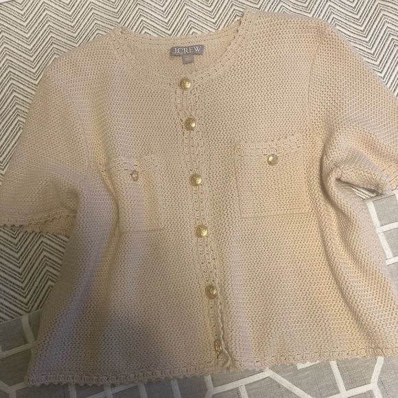 J crew toasted cream Short-sleeve sweater lady jacket - Picture 2 of 4